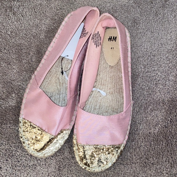 H&M Pink and Gold Espadrille Flats Size 9.5 NWT! - Picture 3 of 3